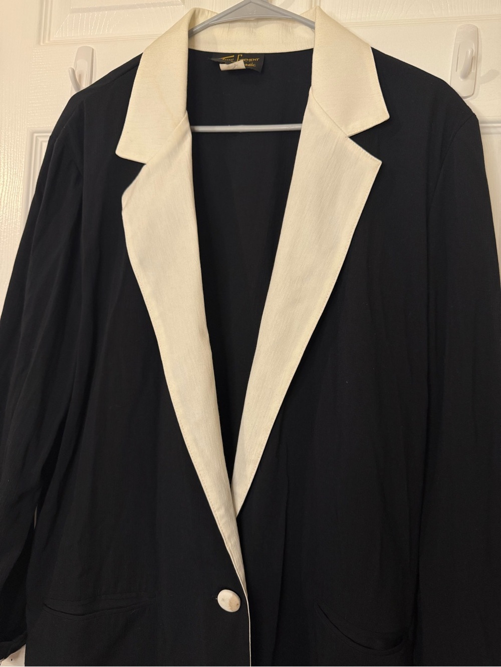 Vintage Toni Garment for Classic Black Cream Contrast Blazer Jacket Large - Picture 4 of 5
